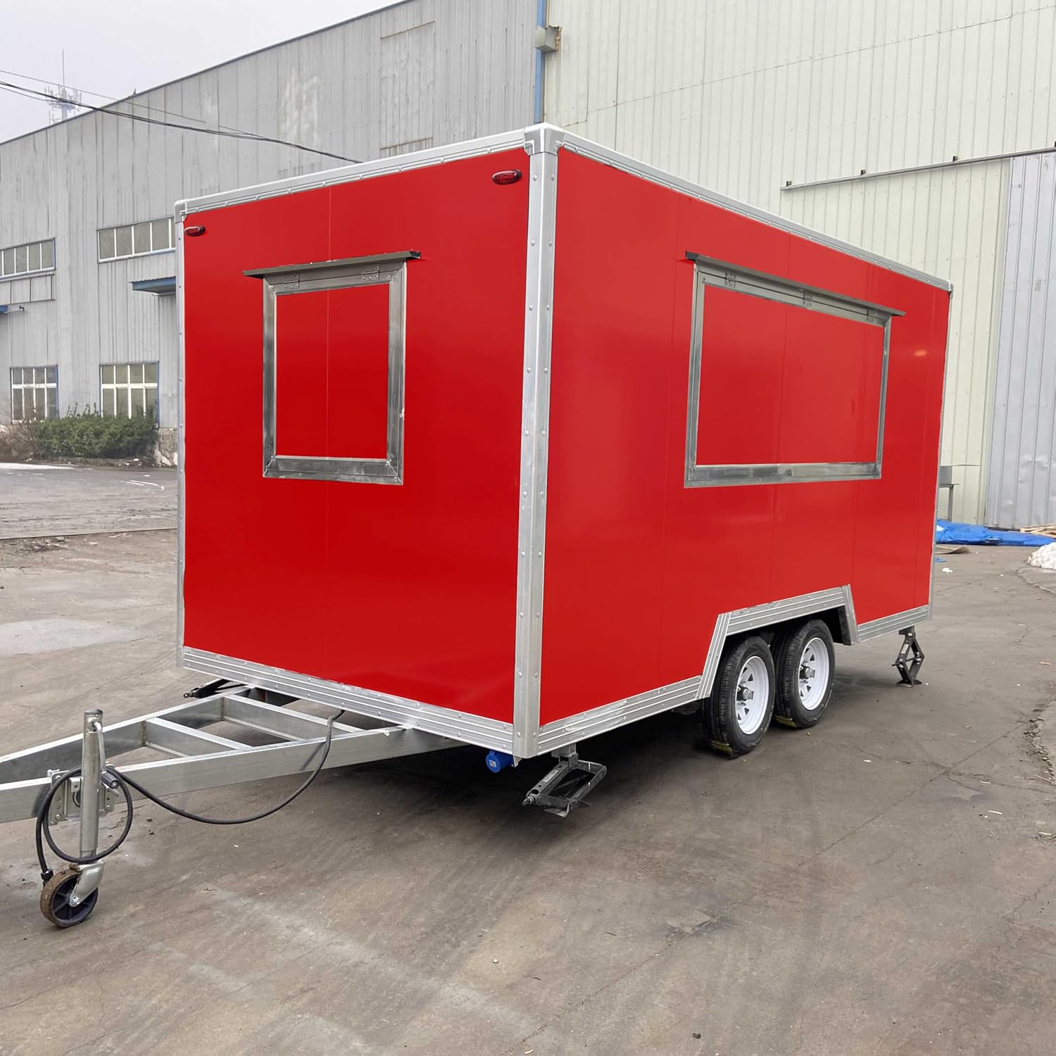BELYOO 13FT Food Trailer Concession Food Trailers for Sale Mobile Food Truck with Full Kitchen Equipment Hot Dog Cart for Commercial Use with Flap Top Grill Deep Fryer Gas Stove with Four Burners