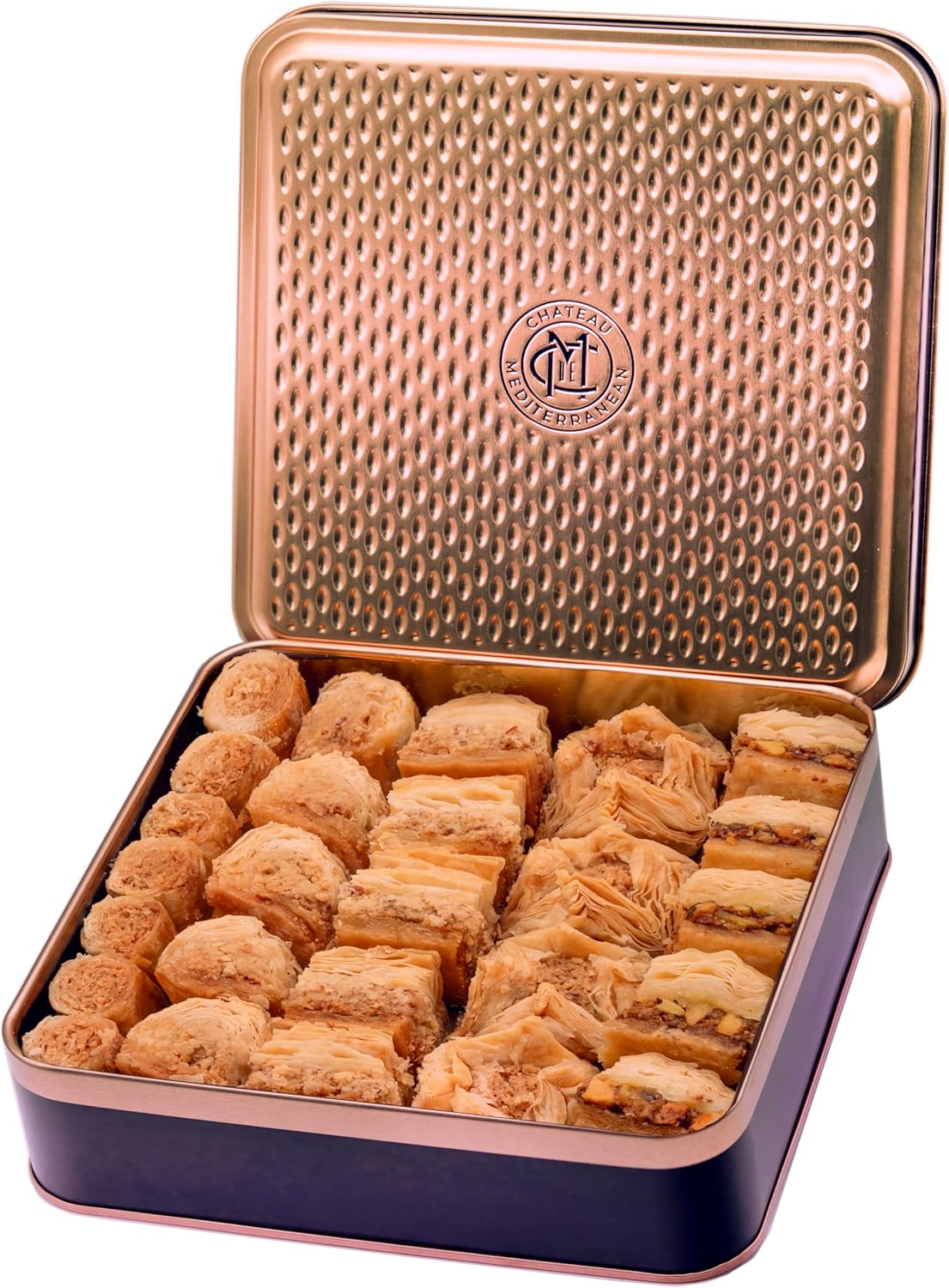 Baklava Tin Selection 500g, Approx 27 pieces of Baklawa, Gift Tin, Chateau De Mediterranean