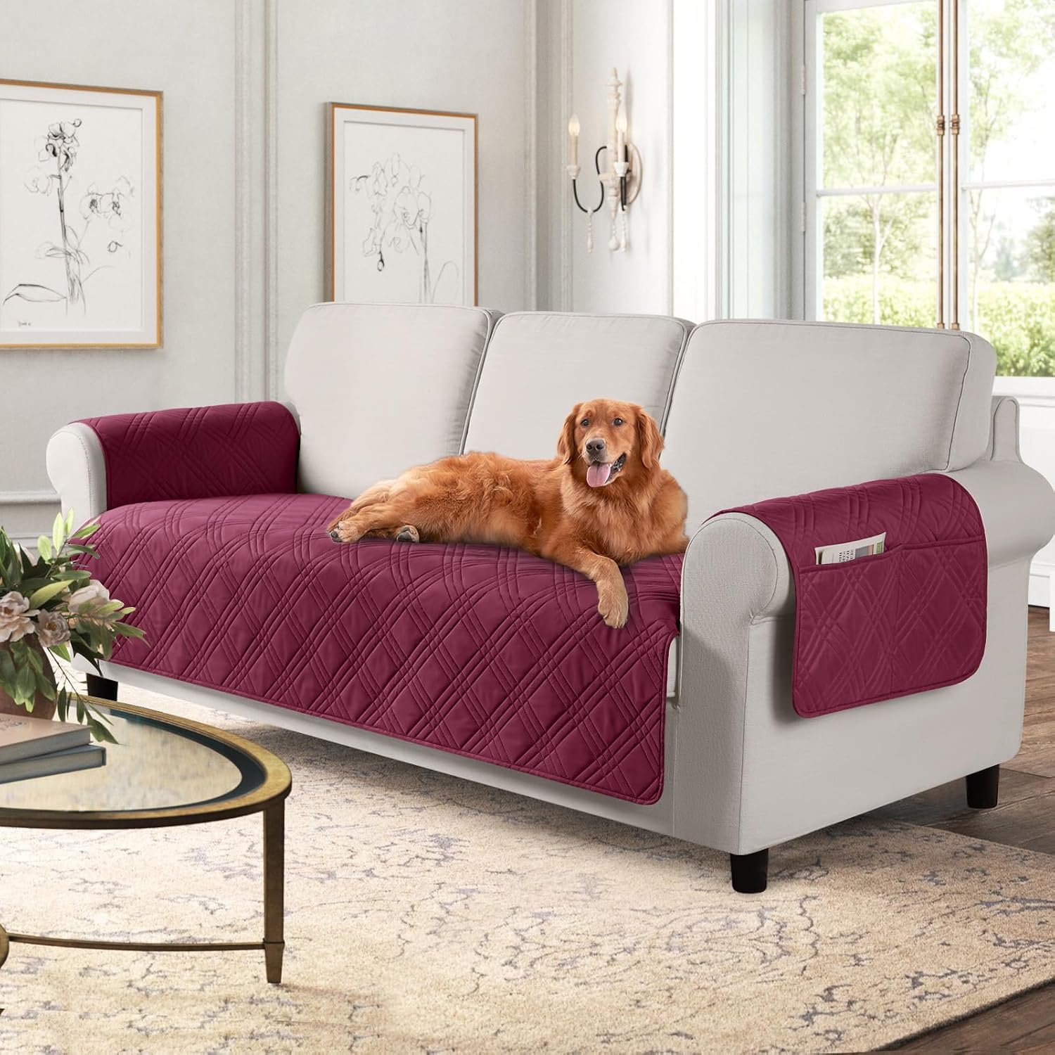 TAOCOCO Waterproof Couch Covers for Dogs, Non Slip Pet Sofa Cover, 3 Seater