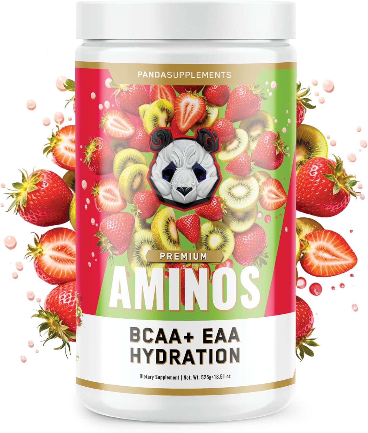 Panda Supps Aminos | BCAA + EAA + Hydration + Eectrolytes for Men and Women with 2G Taurine and 4G EAAs (30 Servings) (Kiwi Strawberry 3.0)