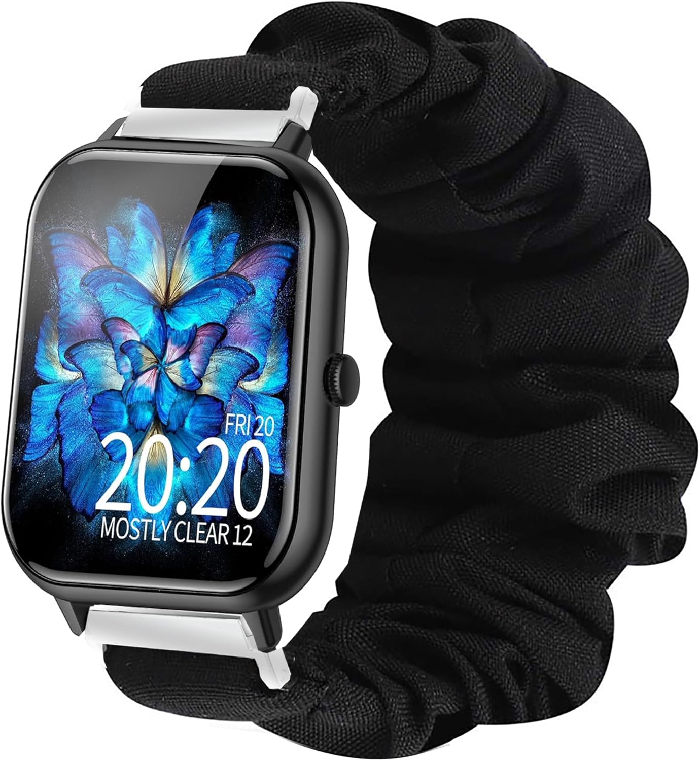 Compatible for RLQA Smart Watch Bands, 20mm Fabric Elastic Scrunchie Elastic Women Cute Replacement Straps Compatible for IOWODO R30 Pro, R50 / Compatible for Blackview R50 / Compatible for RLQA 54 1.83" Smart Watch
