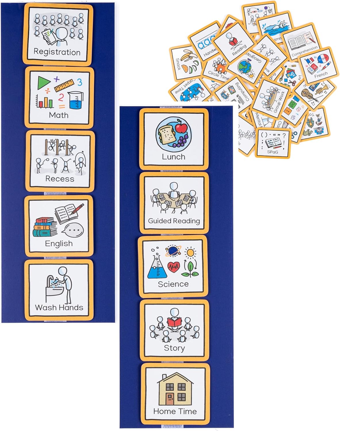 Visual Schedule Routine Chart with pecs Cards to Support communiation for Children, Toddlers, Autism, ADHD, Downs Syndrome, Dementia. (School)
