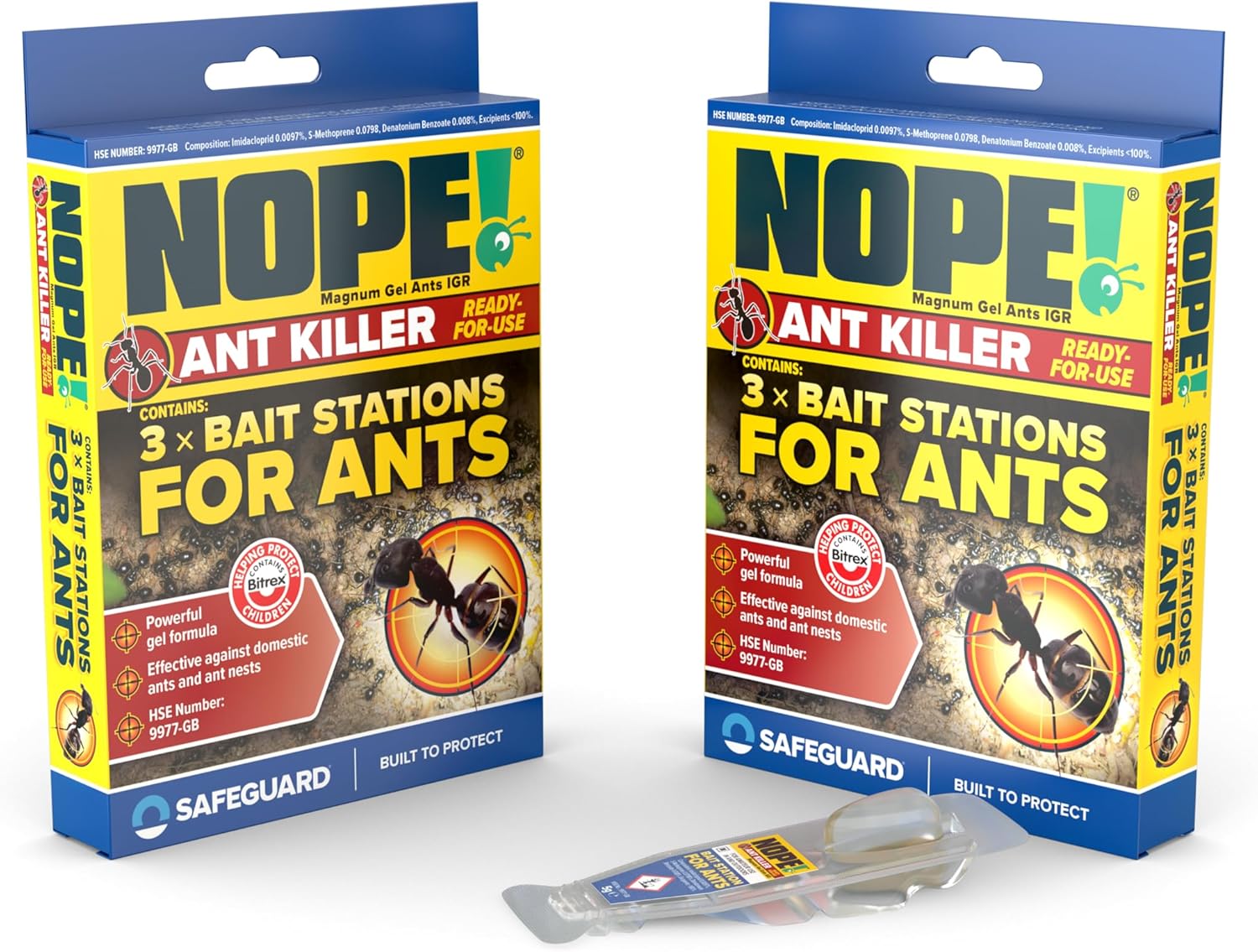 NOPE! Ant Killer Bait Station (6 x 5g) Indoor & Outdoor. Eradicates Ants and their Colony & Nest