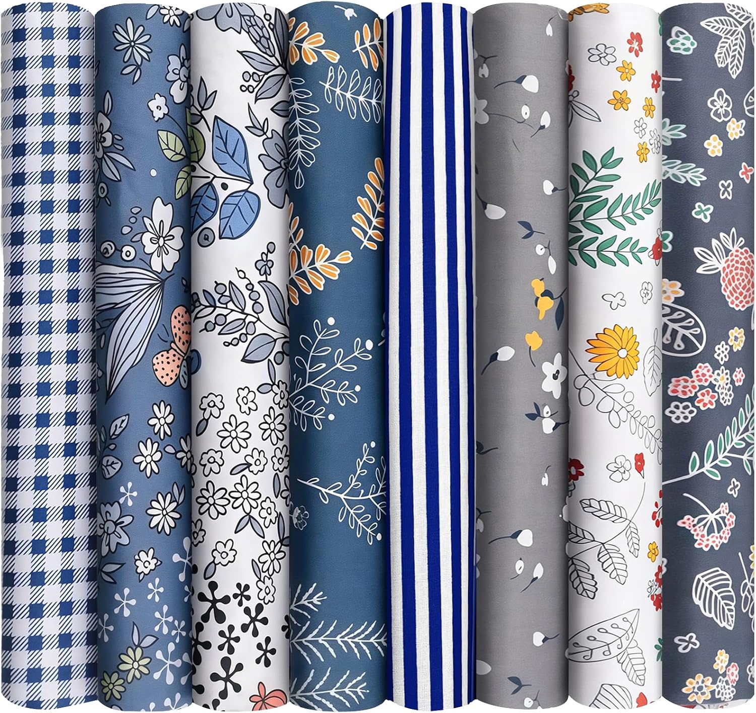 Aucuu 8 PCS Fat Quarters Fabric Bundles, 50cm x 50cm Fabric Bundles, Quilting Cotton, Bundle Quilting Craft Fa-bric, Precut Easter & Spring Cotton Fa-bric for DIY Crafts, Sewing, Patchwork, Home Decor