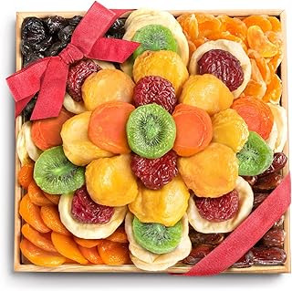 A Gift Inside Sweet Bloom Dried Fruit Deluxe Tray Basket Arrangement for Holiday Birthday Healthy Snack Business Kosher