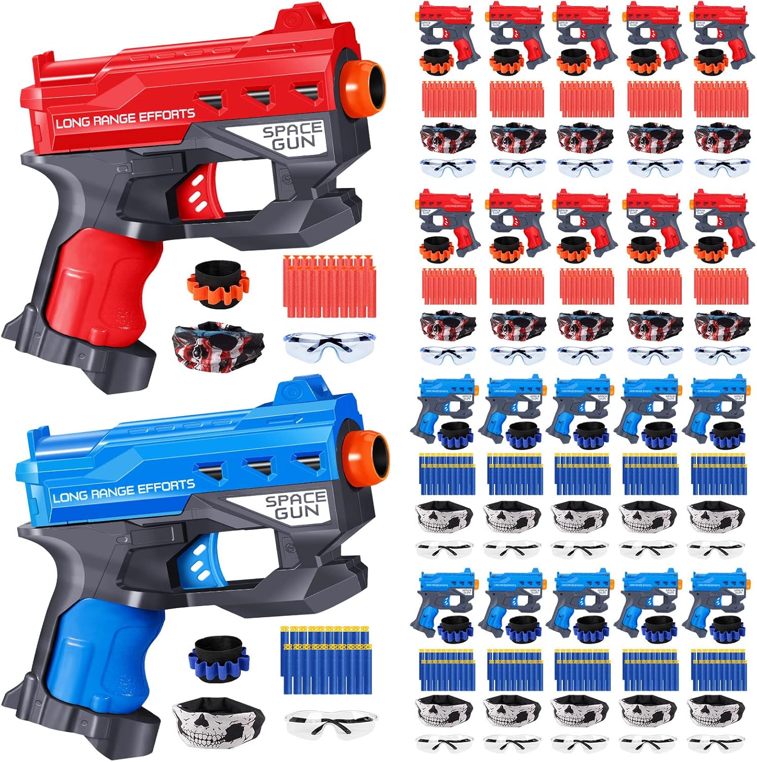 20 Pack Small Gun Set for Birthday Party Supplies with Mini Foam Blaster Fit for Nerf Guns Party,Gun Favors with Toy Gun for Kids 3-7,Bullet Holders,Foam Darts,Face Masks & Safety Glasses