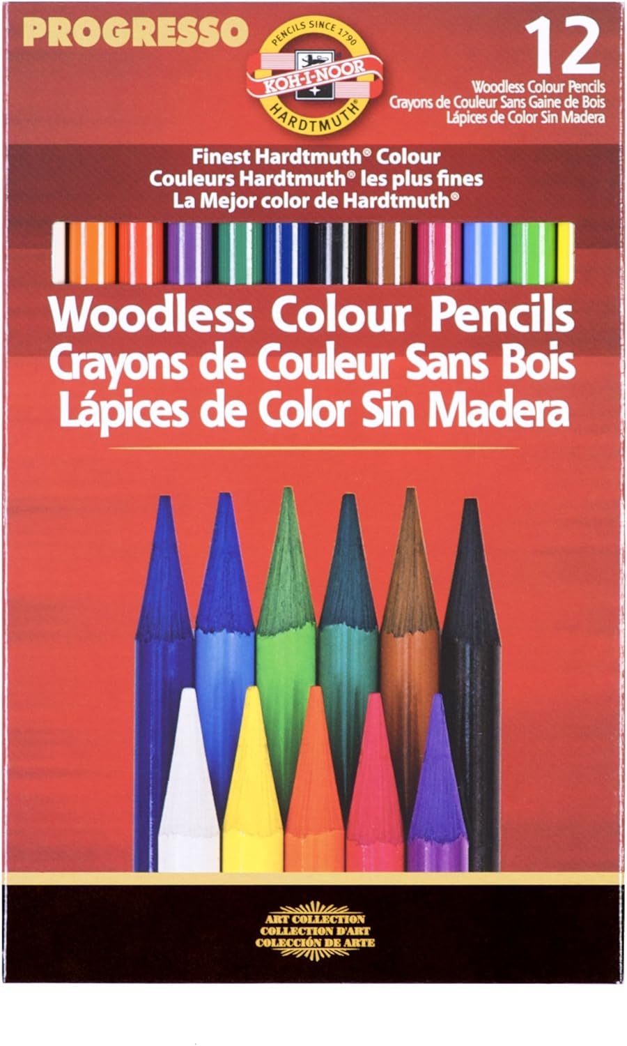 Koh-I-Noor Progresso Woodless Colored 12-Pencil Set, Assorted Colored Pencils (FA8756.12)