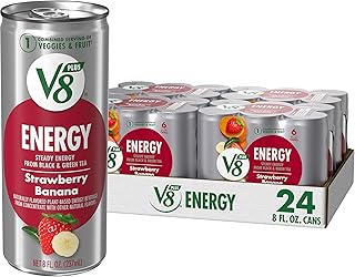V8 +Energy Strawberry Banana Juice Energy Drink, 8 fl oz Can (24 Pack)