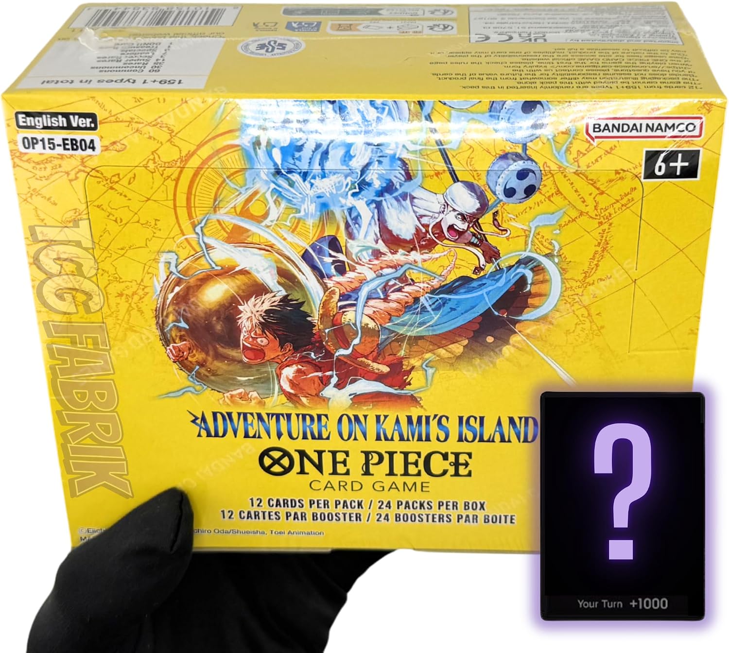 OP15 Adventure ON KAMI'S Island Booster Box English OP-15 Booster Box Display Factory Sealed for OP15 One Piece Cards English TCG (24 Packs) + Custom TCG Fabrik Don Card