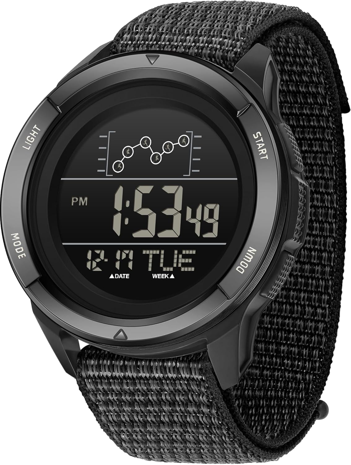 Military Watches for Men Digital Sport Watch Waterproof Tactical Army Outdoor Nylon Strap Electronic Mens Watch LED Luminous Alarm Stopwatch Wrist Watches