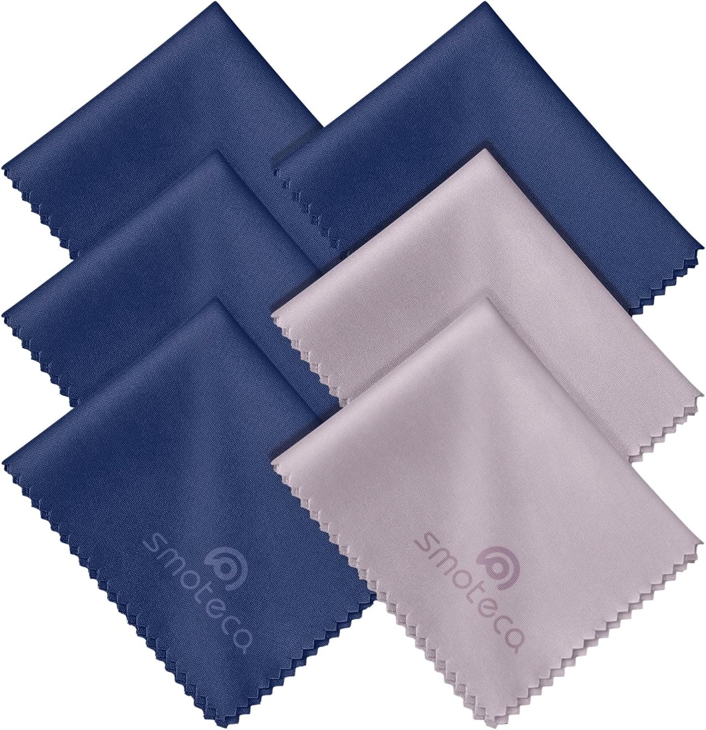 SmoTecQ Premium Microfiber Cleaning Cloths (6-Pack) – Ultra-Soft, Scratch-Free Cloths for Eyeglasses, Sunglasses, Camera Lenses, Screens & More – Washable & Reusable