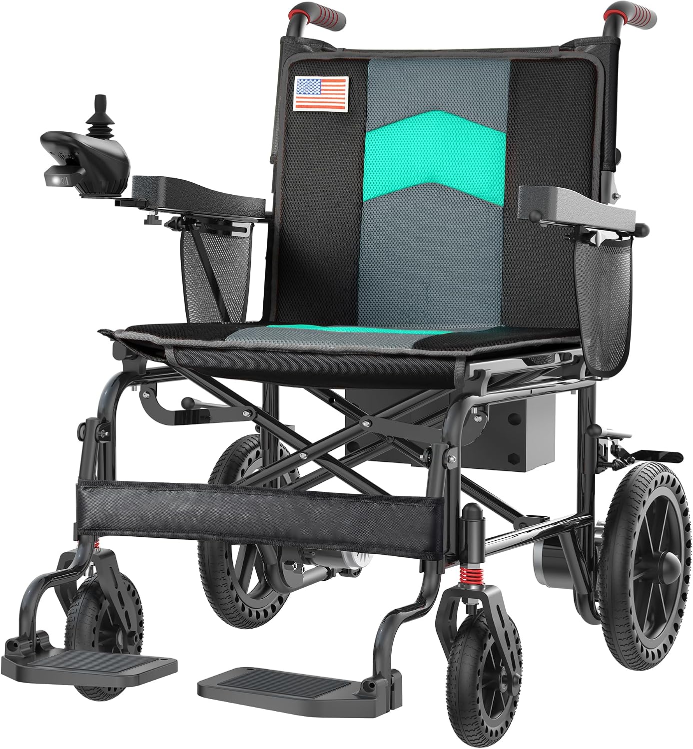 22 Inch Wide Seat Electric Wheelchairs for Adults, 350 lbs Capacity Motorized Wheelchair, 15 Miles Range with 500W Motor and LED Lights, Lightweight Foldable Electric Wheelchair for Outdoor Daily Use