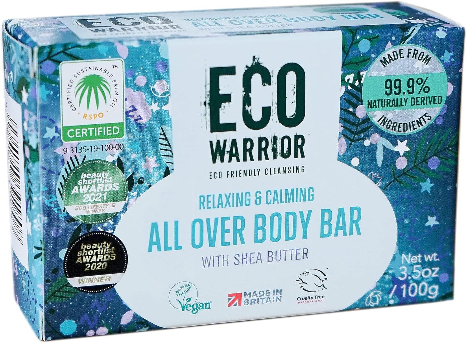 Eco Warrior All Over Body Soap Bar - Vegan, Cruelty Free, No SLS or Parabens, Deeply Nourishing Shea Butter, Body and Hand Soap Bar, Little Soap Company, 100 g