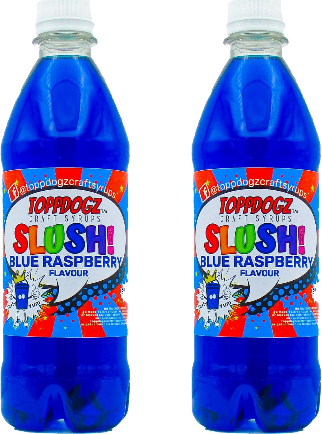 TOPPDOGZ|Slush Syrup|Slushy|Slushie 2 x 500ml BLUE RASPBERRY