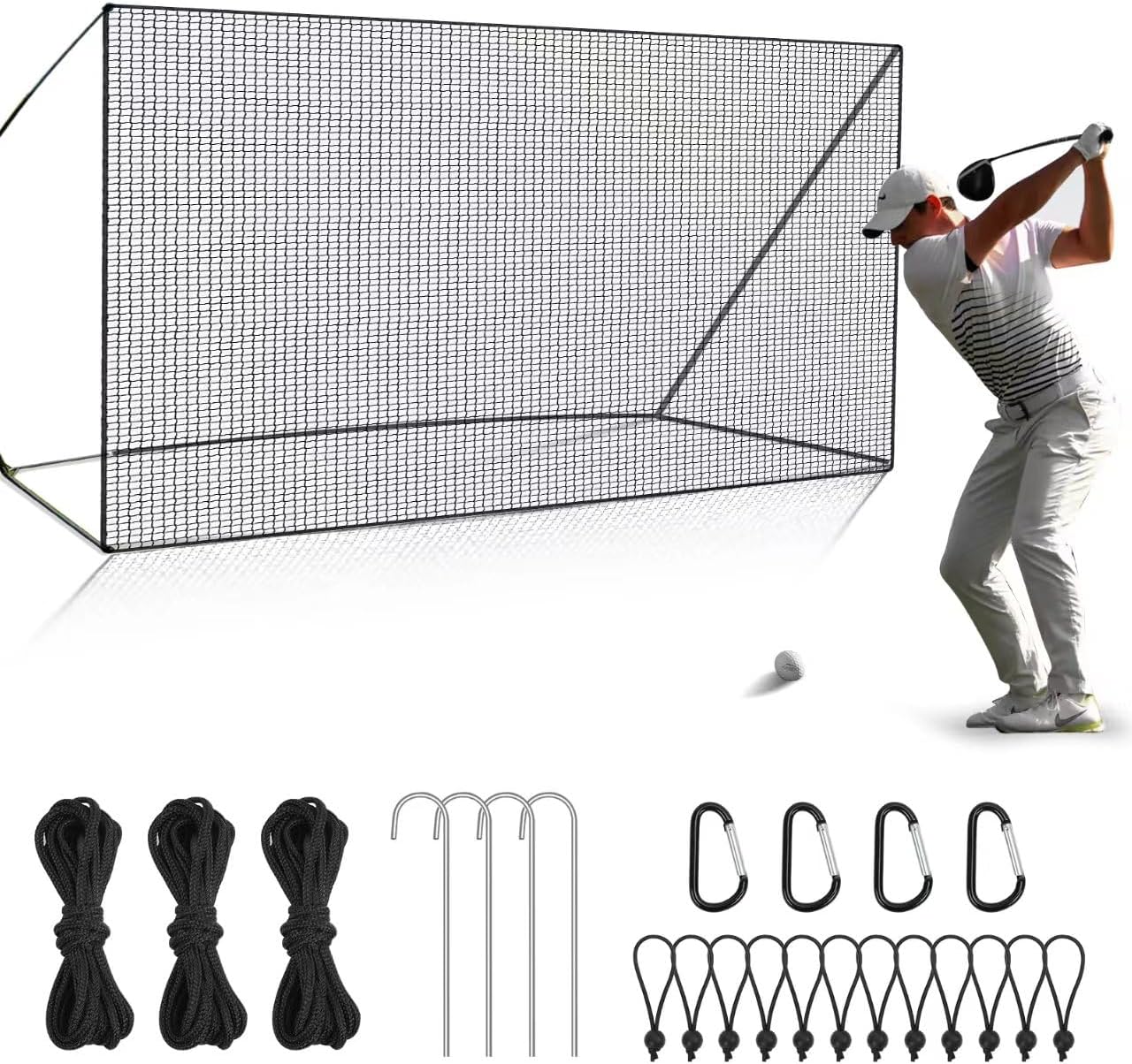 Golf Net for Backyard Driving Outdoor Indoor Sports Netting 10 x 10 Ft/10 x 15Ft/10 x 20 Ft/10 x 25 Ft/15 x 15 Ft/15 x 20 Ft Heavy Duty Net for Baseball Soccer Hockey Practice Impact Screen