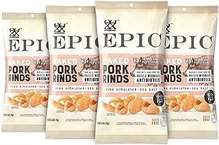 EPIC Pink Himalayan Salt Pork Rinds, Keto Consumer Friendly, 4Ct Box 2.5oz bags (Pack of 4)