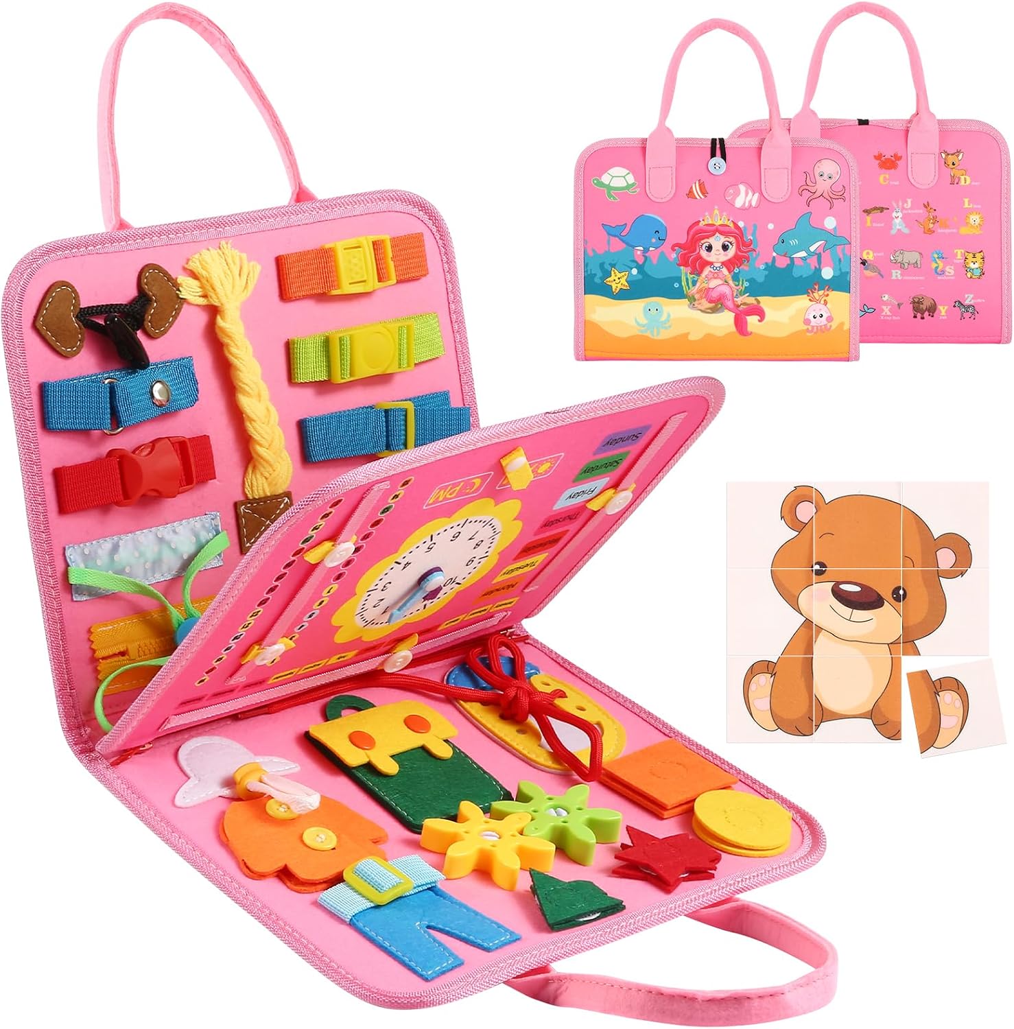 Busy Board for Toddlers, Montessori Learning Sensory Toys Activity Board