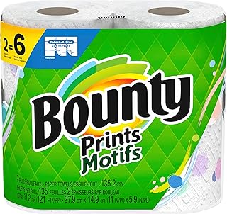 Bounty Select-A-Size Paper Towels, Prints, 2 Triple Rolls = 6 Regular Rolls (Packaging May Vary)