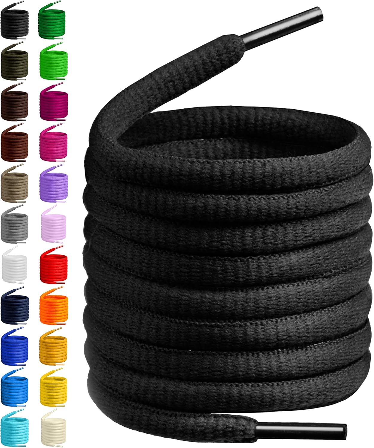 Birch Oval Shoelaces 27 Colors Half Round 1/4" Shoe Laces 4 Different Lengths