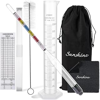 Hydrometer Mead Wine Beer Brewing Ale Making Kombucha Kit,Alcohol Tester Accessories Moonshine Still Kit Complete for Home Test Equipment-Specific Gravity Abv Tester