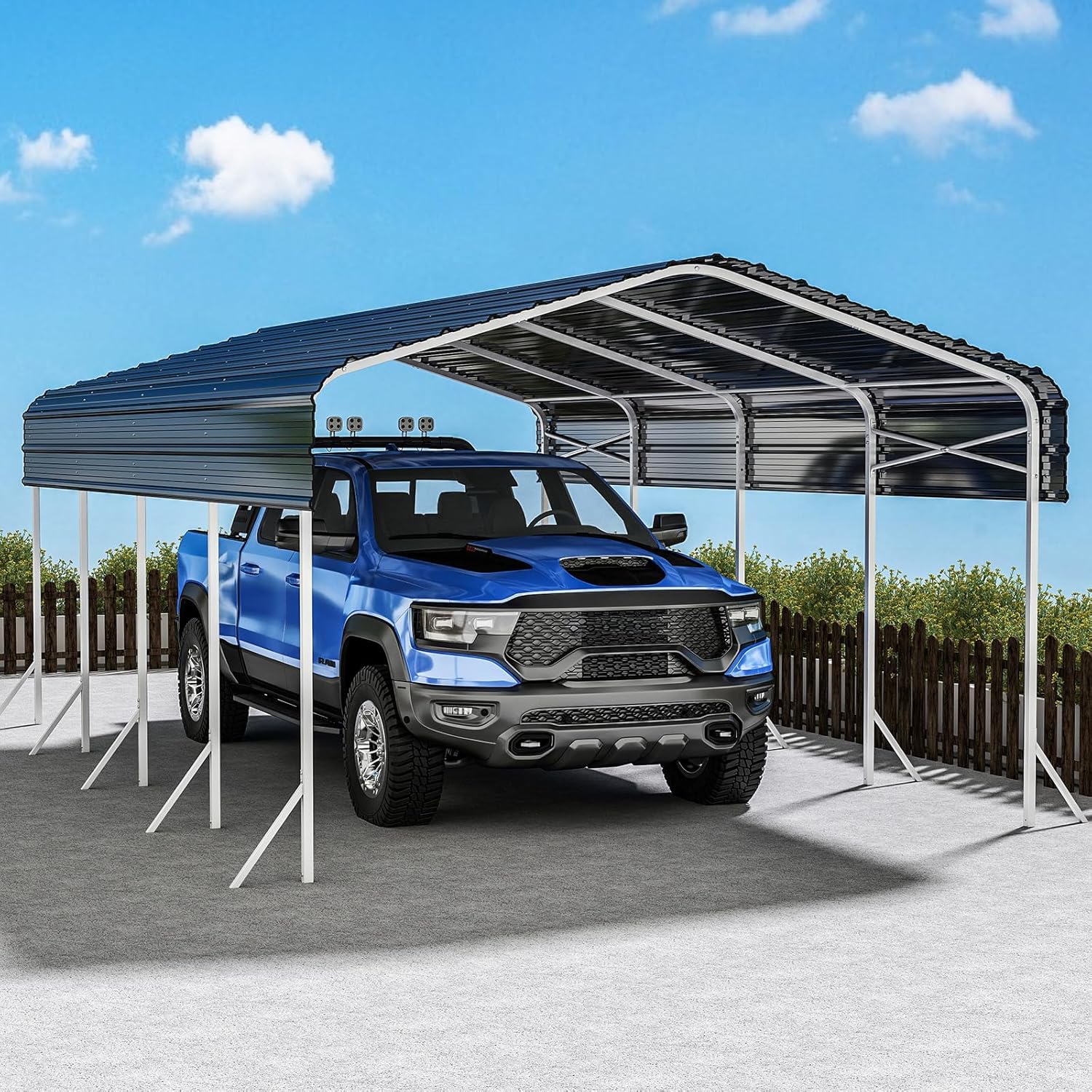 Heavy Duty Metal Carport, Reinforced Frame and Roof for All-Weather, Outdoor Galvanized Car Port with Enhanced Base for Car, Boats and Truck (Gray, 12x20 FT)