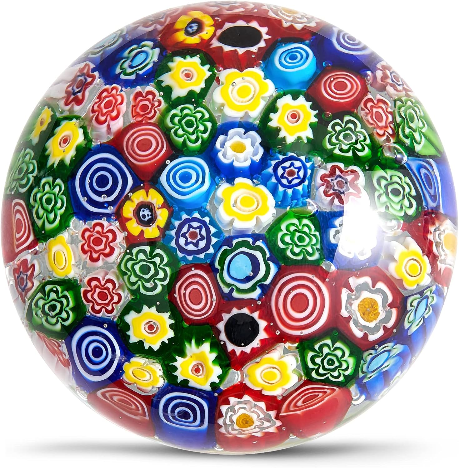 Hand Blown Glass Flower Figurine,Glass Paperweight for Birthday Gift
