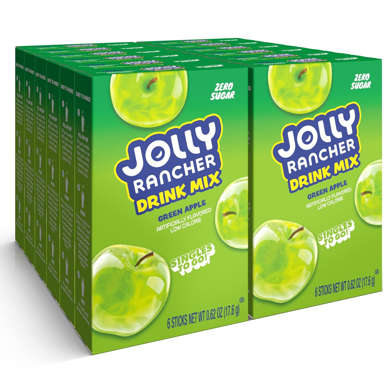 Singles To Go! Jolly Rancher Water Drink Mix, Green Apple, 72 Packets