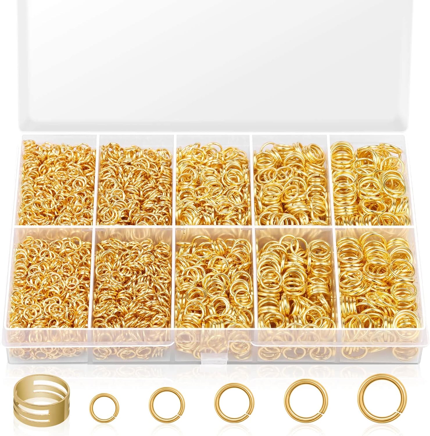 4600Pcs Gold Jump Rings with Jump Rings Open/Close Tools for Jewelry Making and Necklace Repair (Assorted Sizes)