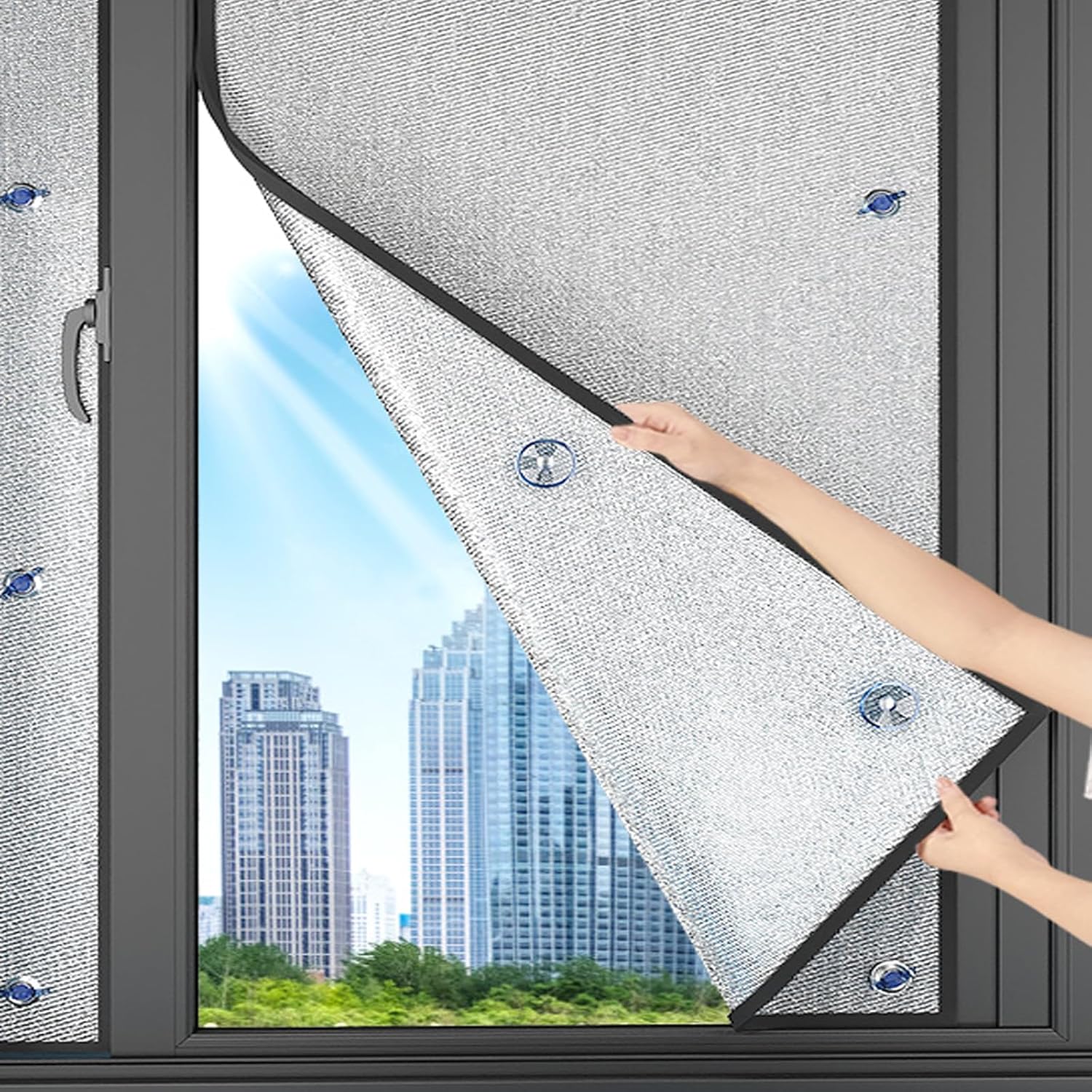 Sun Protection Privacy Window Film,Thermal Insulation Reflective Film,Heat Control Window Tint Film,Aluminum Foil Blackout Window Sticker,Insulation Film Radiant Barrier (20''x47'')