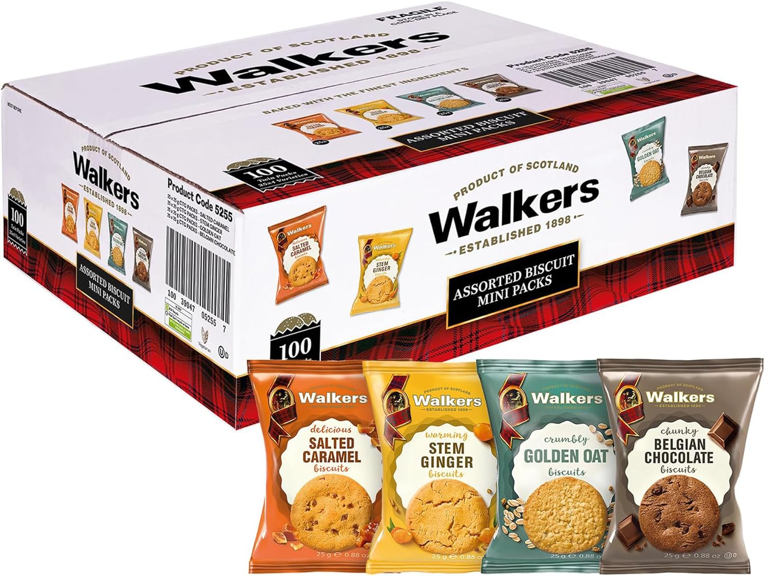 Walker's Shortbread Twin Pack Oat, Chocolate, Caramel & Ginger, 25g x100