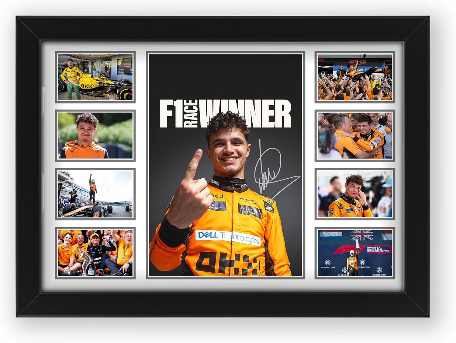 Lando Norris 2024 F1 Race Winner Signed Poster Print - Limited Edition Autograph Fan Gift – Collectible Memorabilia Merchandise (Unframed A4 (30x21cm))