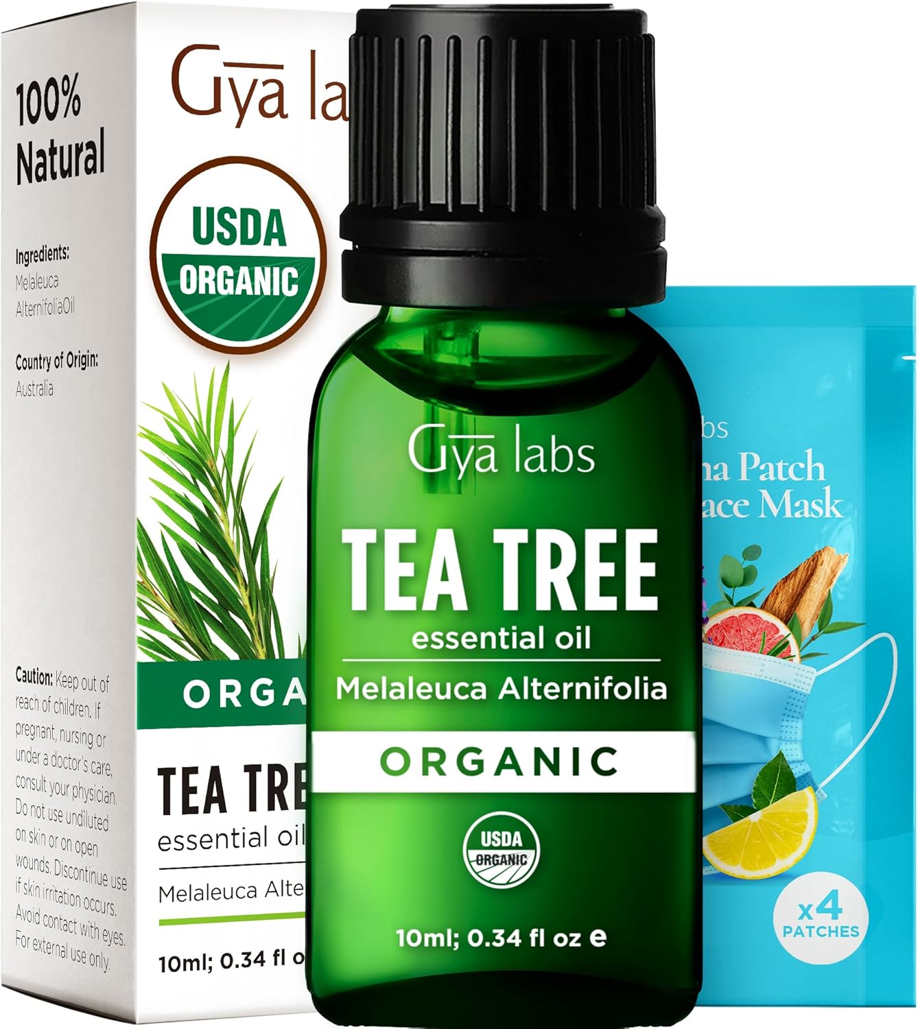 Gya Labs Australian Organic Tea Tree Oil for Skin - Natural Tea Tree Oil for Hair - Tea Tree Oil for Face - Tea Tree Essential Oil for Toenails, Scalp & Piercings - (10ml)