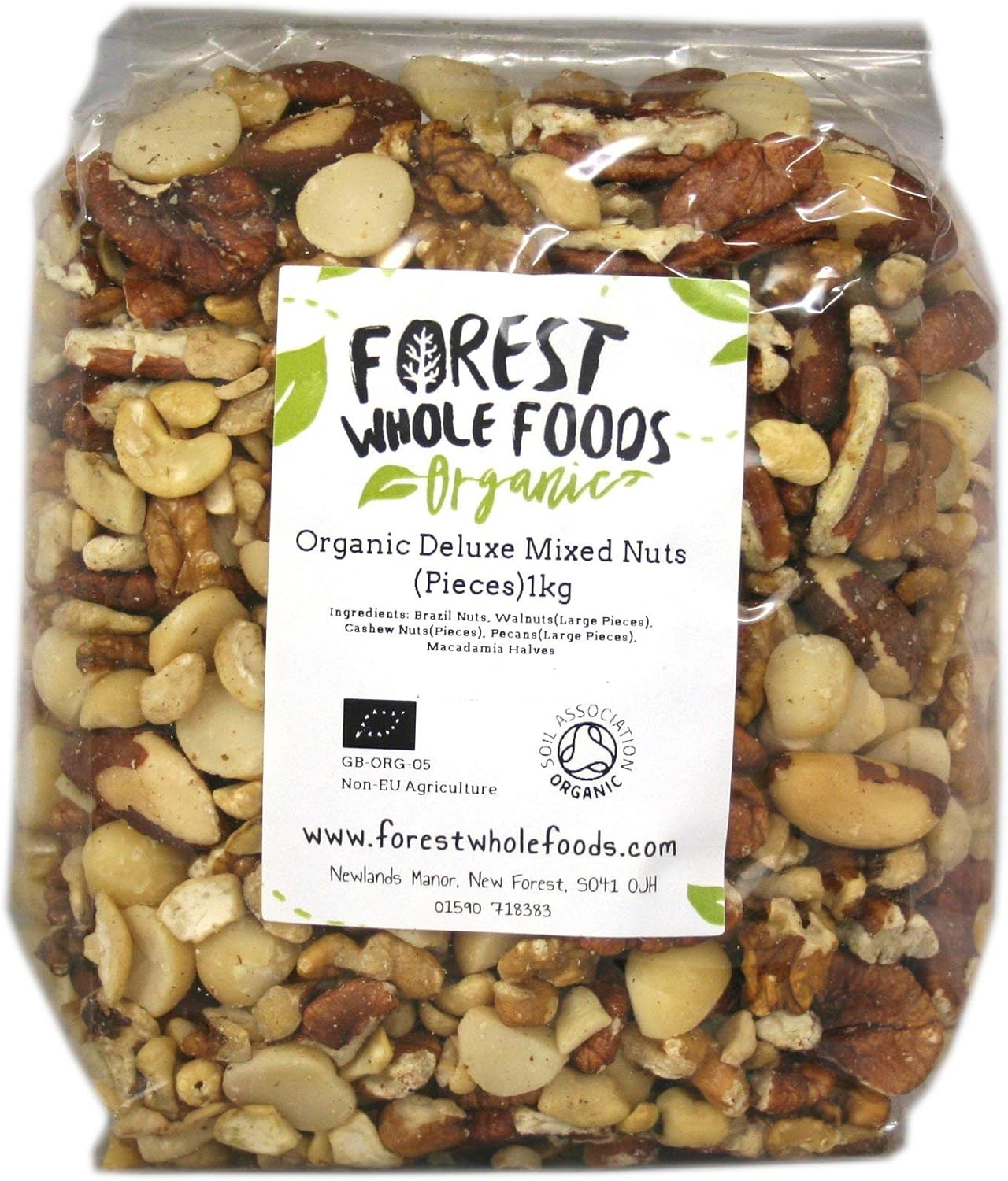 Forest Whole Foods Organic Deluxe Mixed Nuts (Brazil, Whole Cashews, Walnut Large Pieces, Pecan Large Pieces, Macadamia Halves 1kg