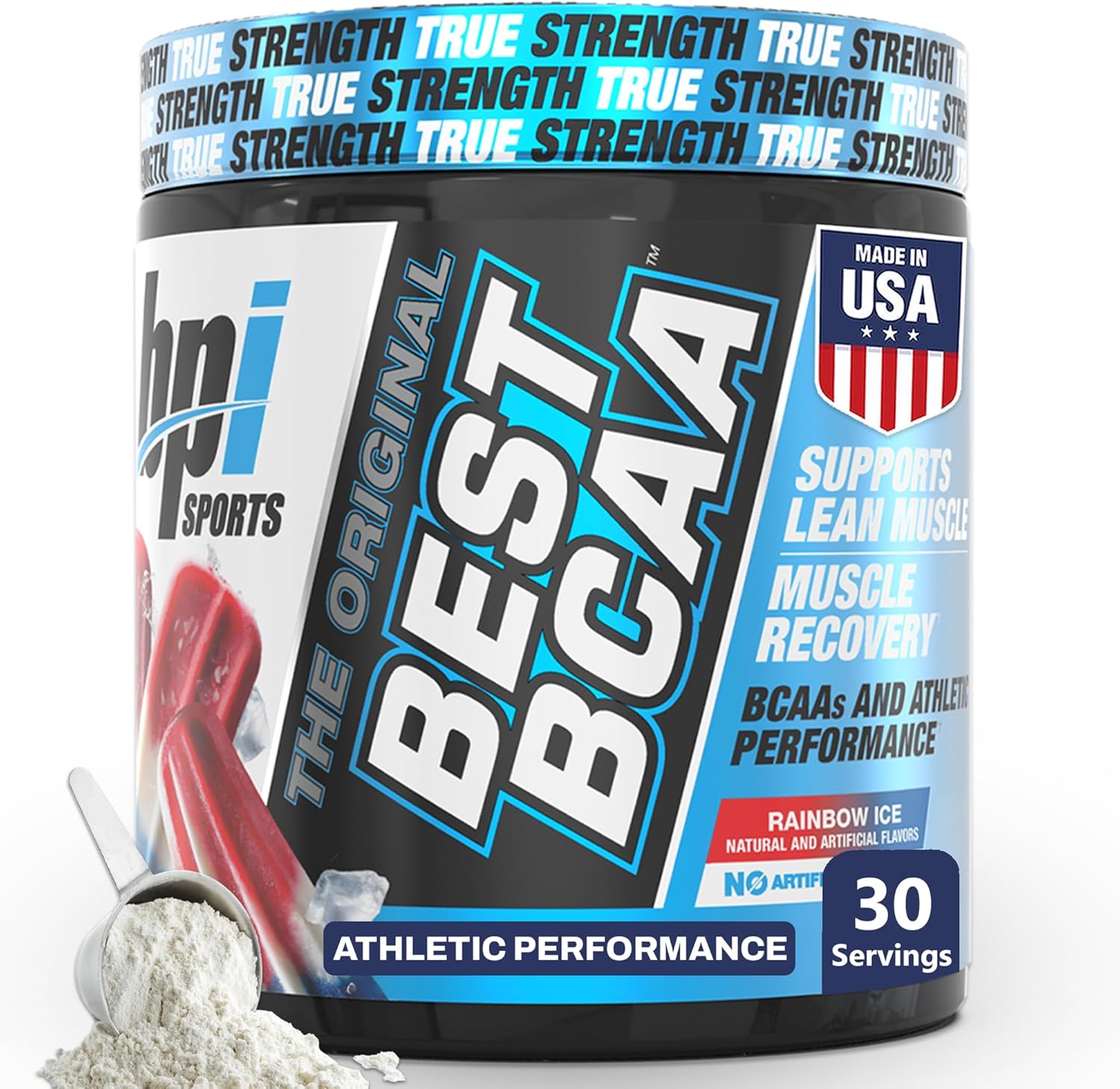 BPI Sports Best BCAA Powder - Muscle Recovery Support - Branched Chain Amino Acids | Building Blocks of Protein and Muscle - Post Workout Recovery – Hydration – Rainbow Ice, 30 Servings