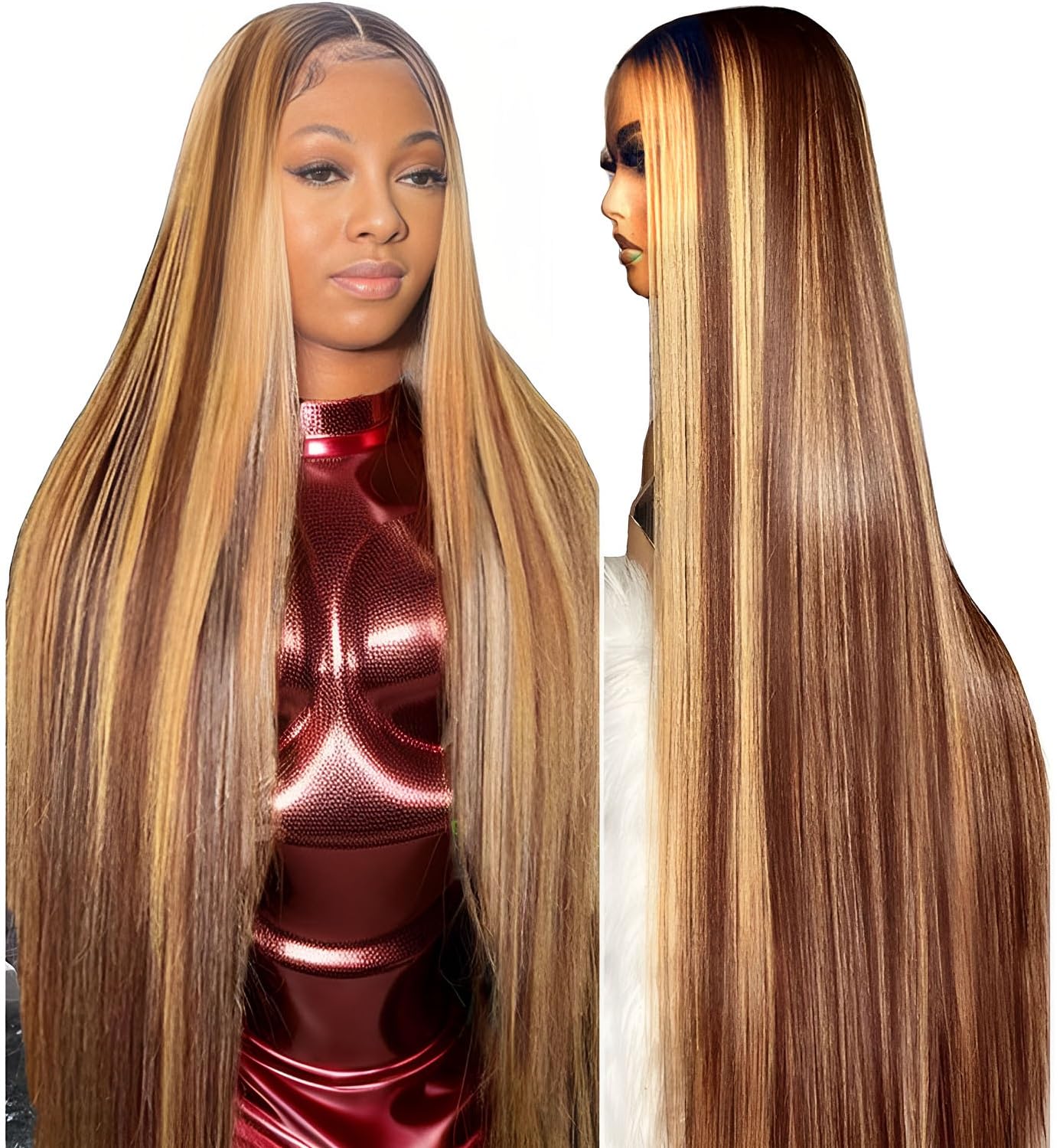 30 inch Highlight Ombre Lace Front Wig Human Hair 180% Density 13x4 Hd Transparent Lace Front Wigs Human Hair Honey Blonde 4/27 Highlight Lace Front Wigs Human Hair Straight Wigs Human Hair Color