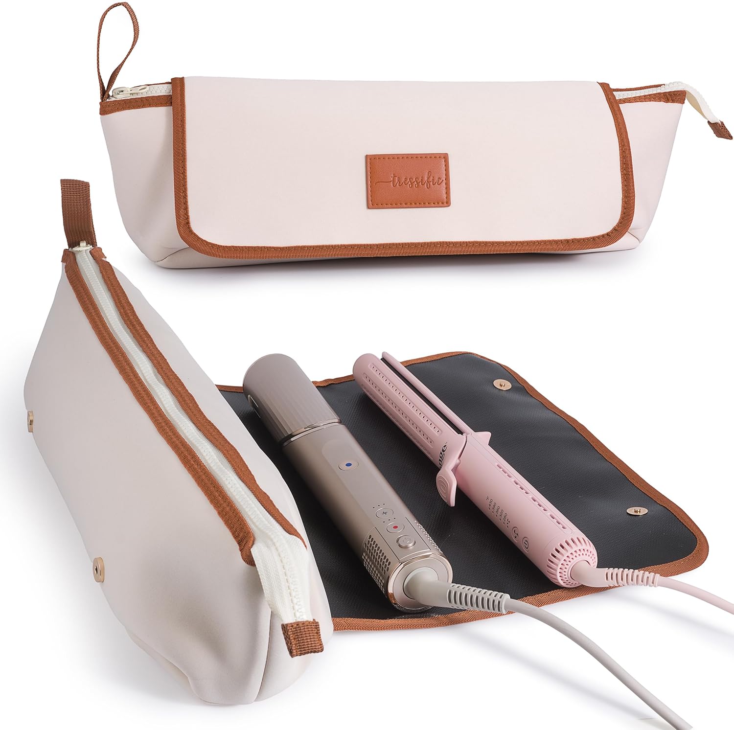Hair Tools Travel Bag with Heat Resistant Mat, Large Hot Tool Organizer Bag, Curling Iron/Flat Iron Travel Case, Carrying Case for Hair Styling Tools, Travel Must Haves, Travel Essentials for Women