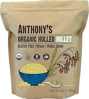 Anthony's Organic Hulled Millet, 3 lb, Gluten Free, Raw & Grown in USA