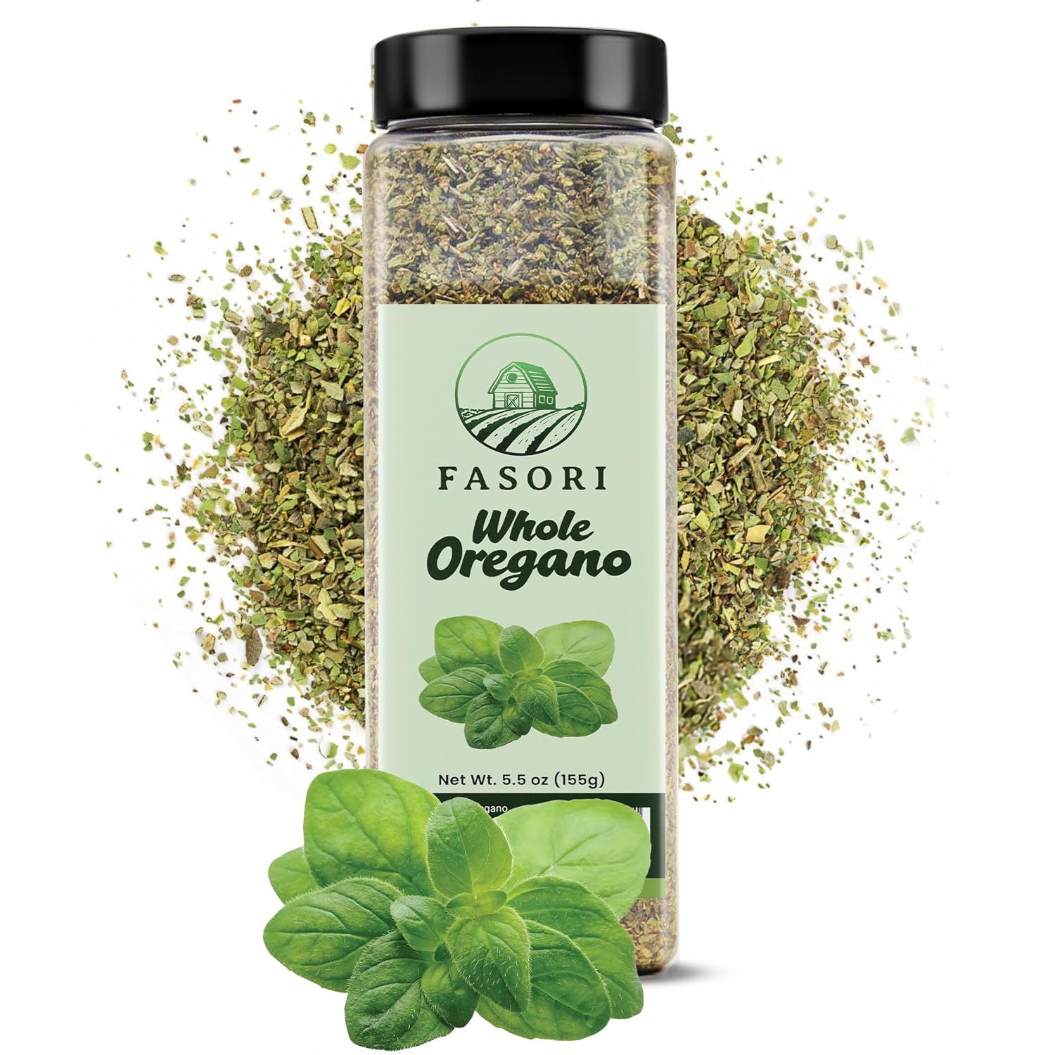 Fasori Oregano Whole Leaves – 5.5 oz Jar | Premium Dried Oregano for Italian Cooking, Pizza, Pasta, Salad Dressings, Marinades, Sauces, Mediterranean Seasoning