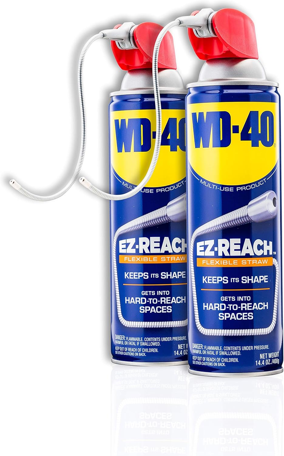 WD-40 Original Formula, Multi-Use Product, EZ-Reach Flexible Straw, 14.4 OZ [Twin-Pack]