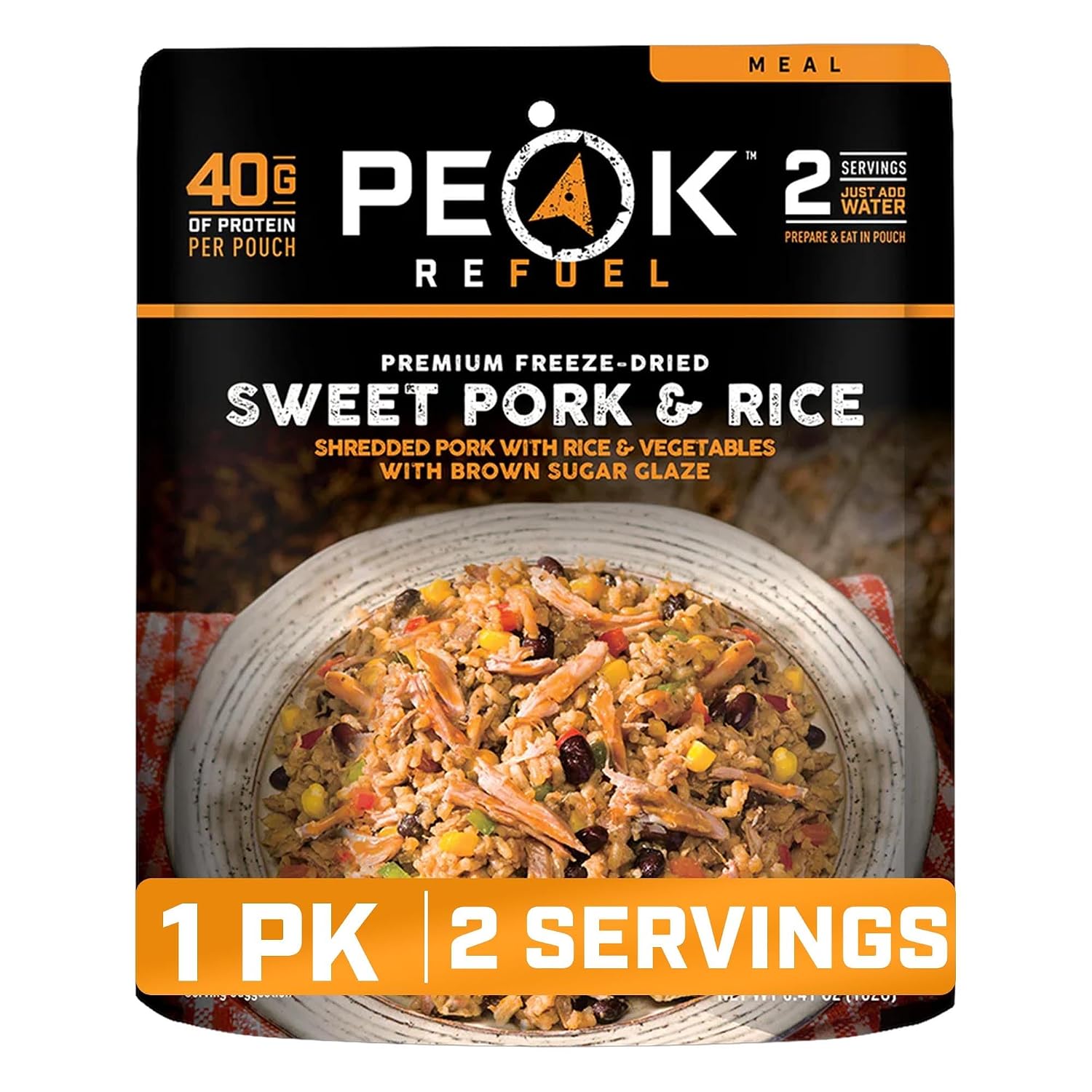 Peak Refuel Sweet Pork and Rice Freeze-Dried Meal, 40g Protein, 2 Servings