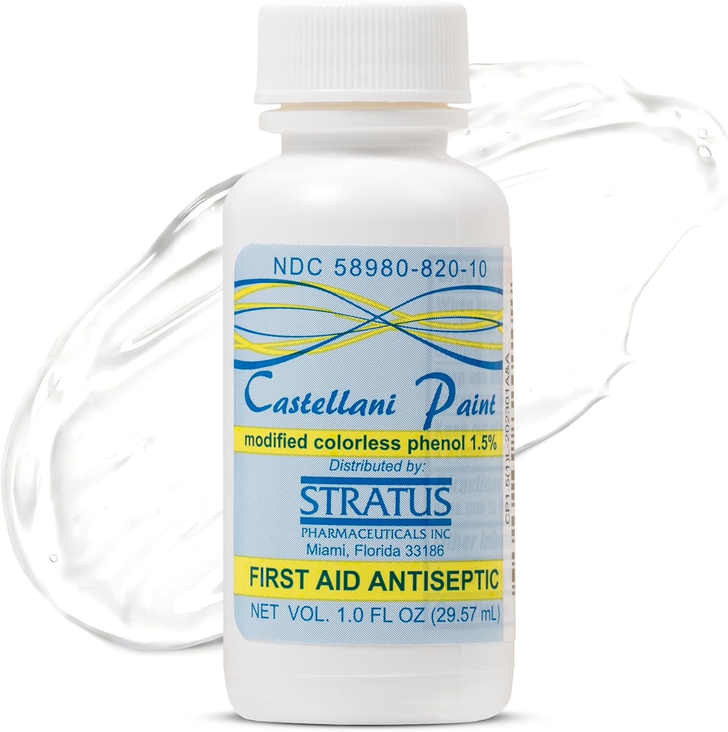 Castellani Paint 1.5% Phenol Liquid Modified, 1.0 fl oz | Colorless First Aid for Skin Protection, Cuts, Scrapes, and Burns