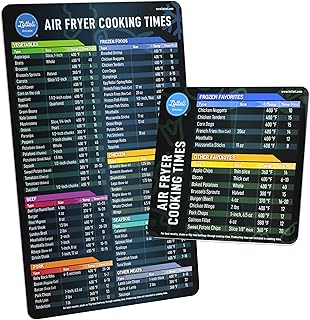 Air Fryer Magnetic Cheat Sheet Set, Air Fryer Accessories Cookbook, Airfryer Accessory Magnet Sheet Quick Reference Guide for Cooking and Frying (Black)