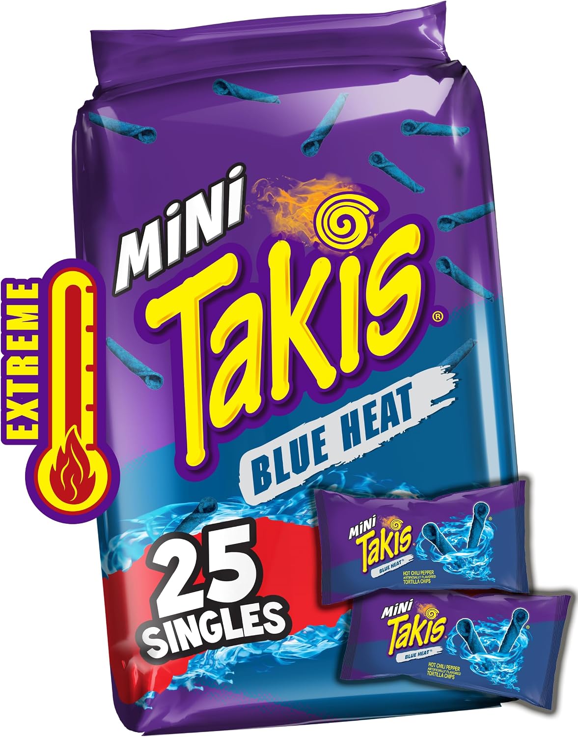 Takis Mini Rolled Tortilla Chips Multipack - Blue Heat, 25 Count / 1.23 oz