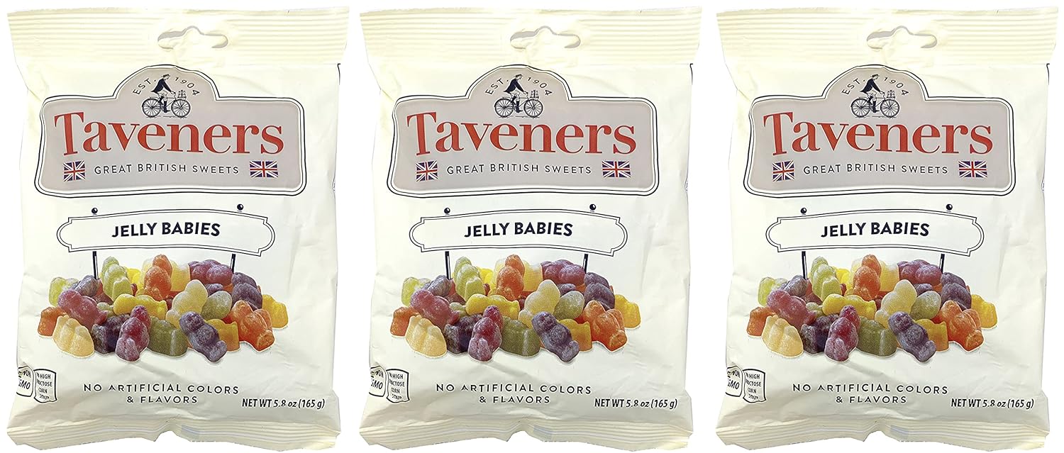 Taveners Jelly Babies Pack of 3 – Gummy Candy, British Gummy Baby Candy, Non-GMO Candy, 5.8 Ounce
