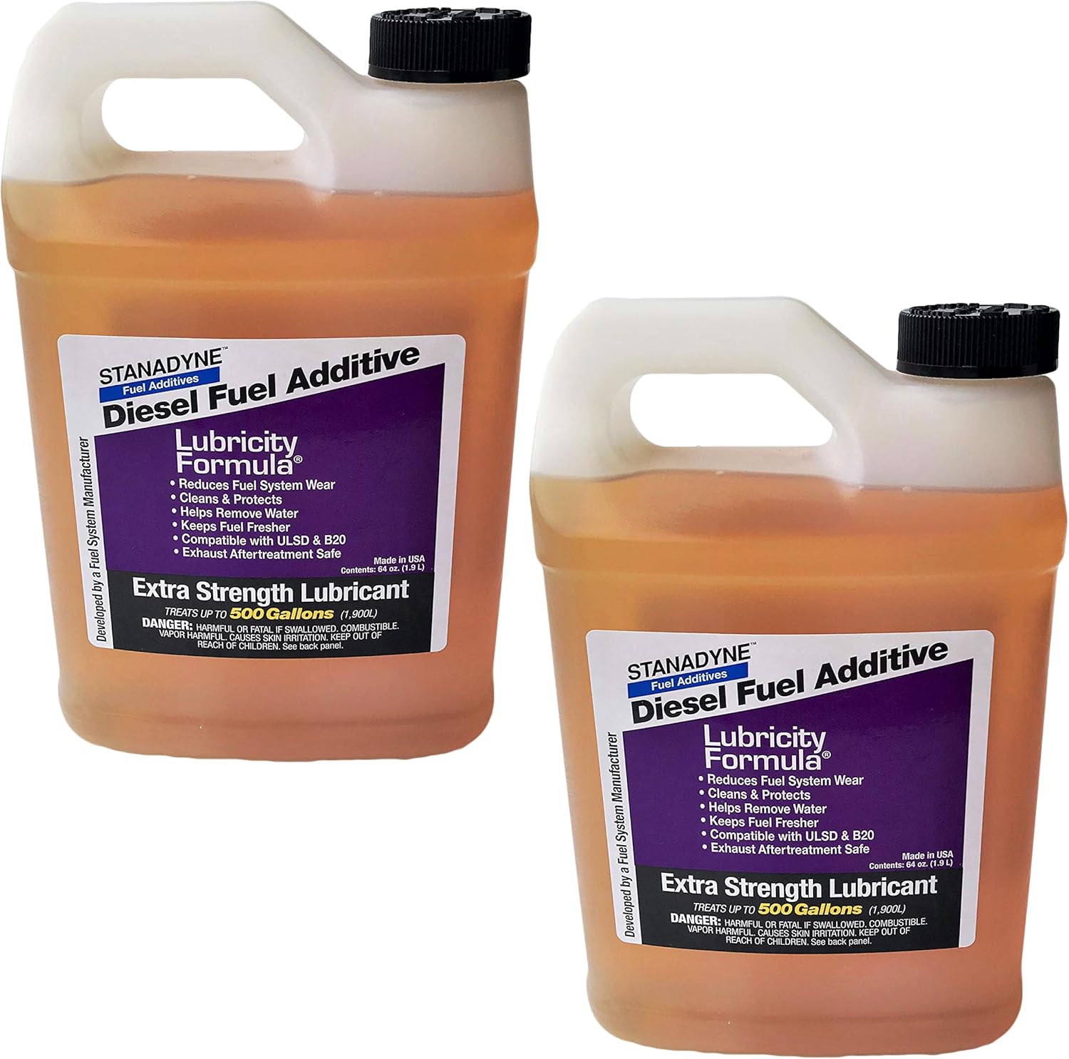 Stanadyne Lubricity Formula | 2 Pack of 1/2 Gallon (64oz) Jugs | Each Jug Treats 500 Gallons of Diesel Fuel | Part # 38561