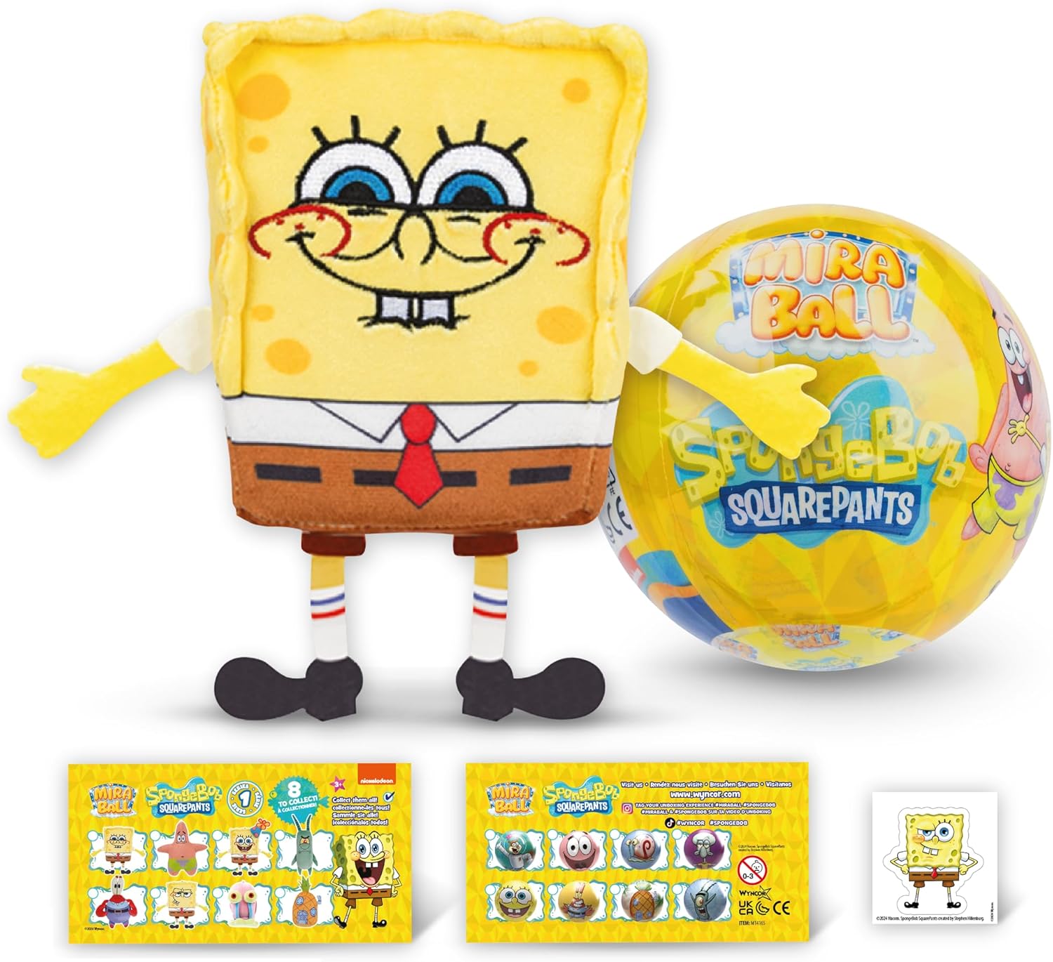 MiraBall Mystery Expandable Maxi Plush to UNbox, Collectible Squishy and Soft Plush with 4 Surprise, Limited Edition, Great Toy Gift for Kids Aged 3+ - Wyncor (Spongebob)