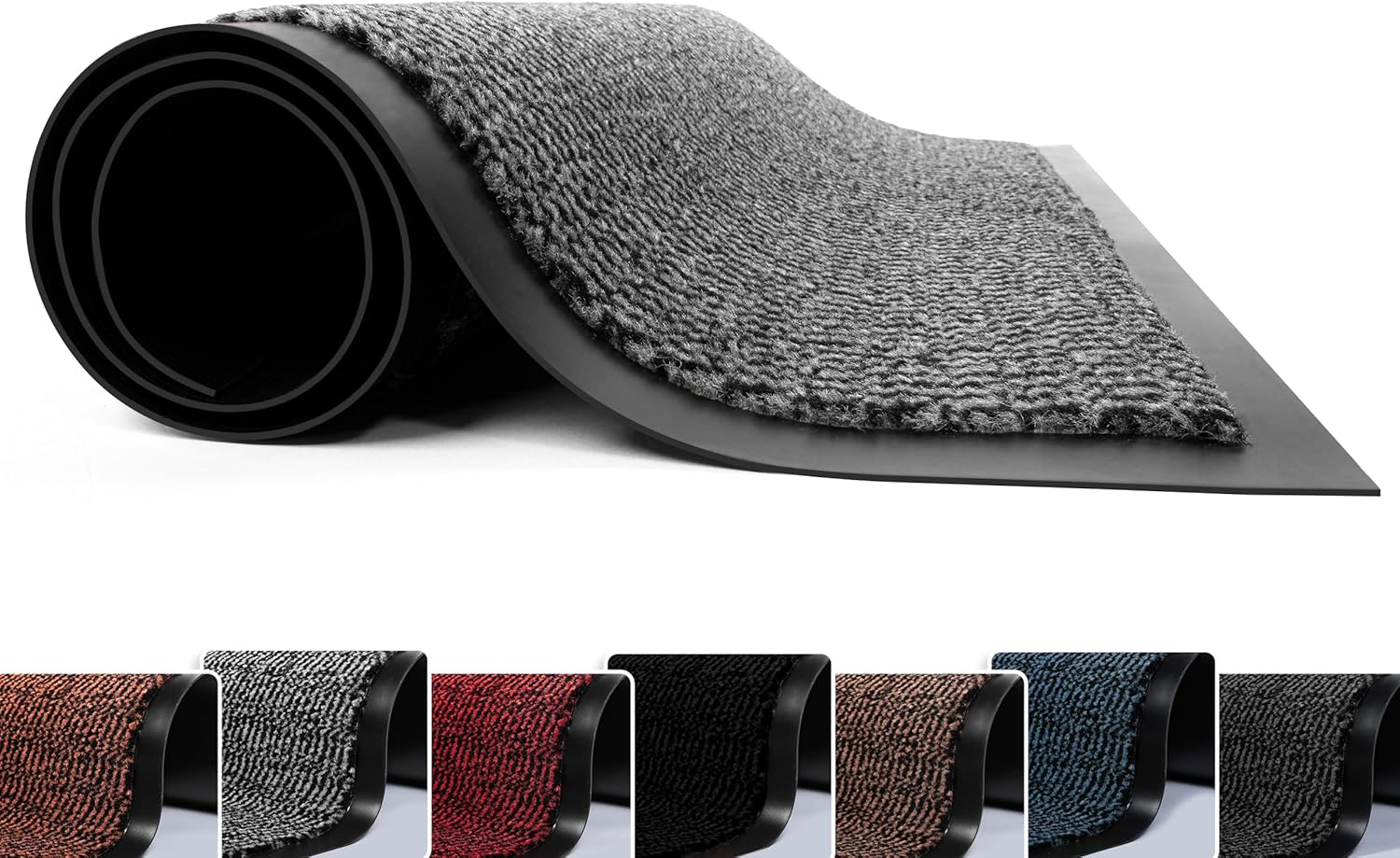 FB FunkyBuys Washable Door Mats - Heavy Duty, Non-Slippery & Stylish Floor Mat - Door mat indoor Large Rubber Indoor & Outdoor Doormats for Perfect Dust Grabbing (Grey-waved, 40 x 60 CM)
