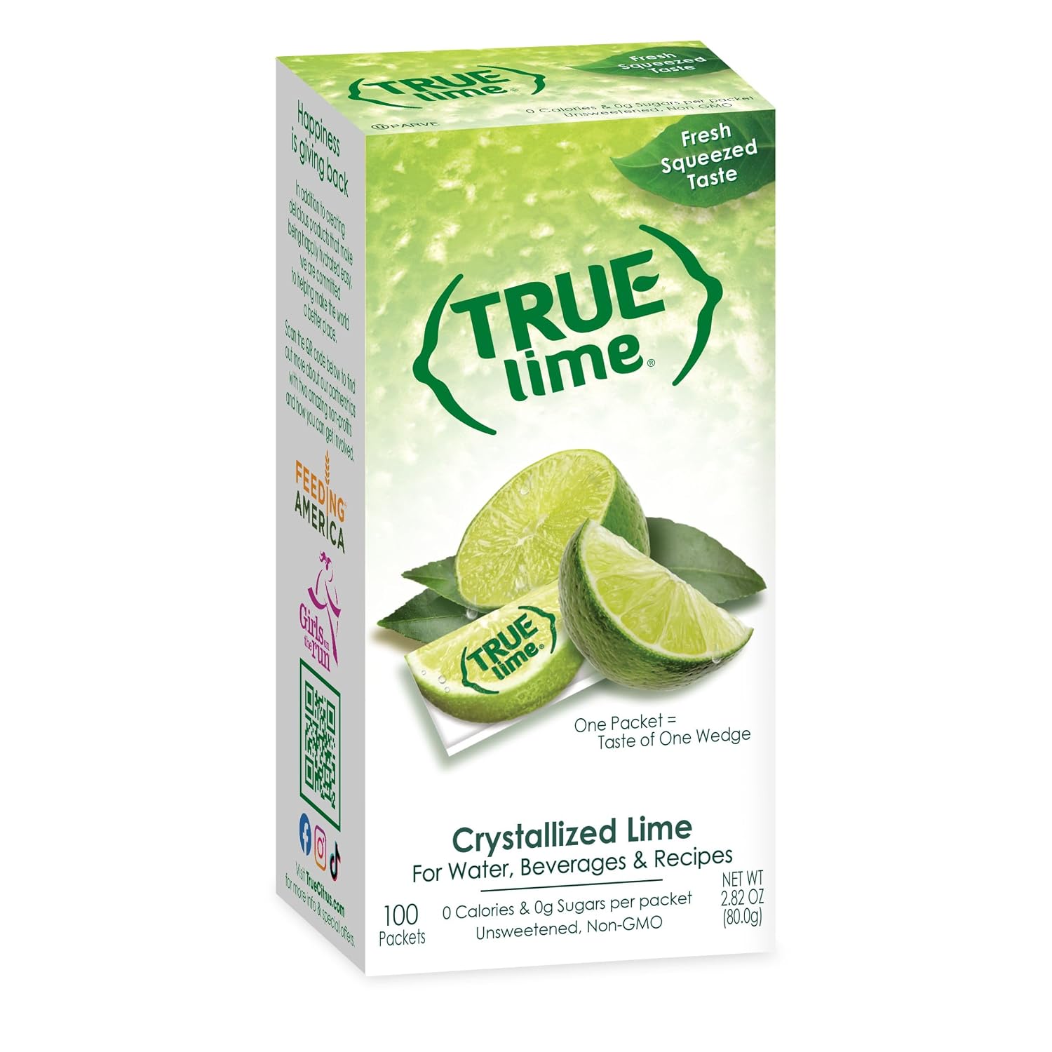 True Lime Sugar Free Drink Mix Packets, Water Enhancer, 100 ct