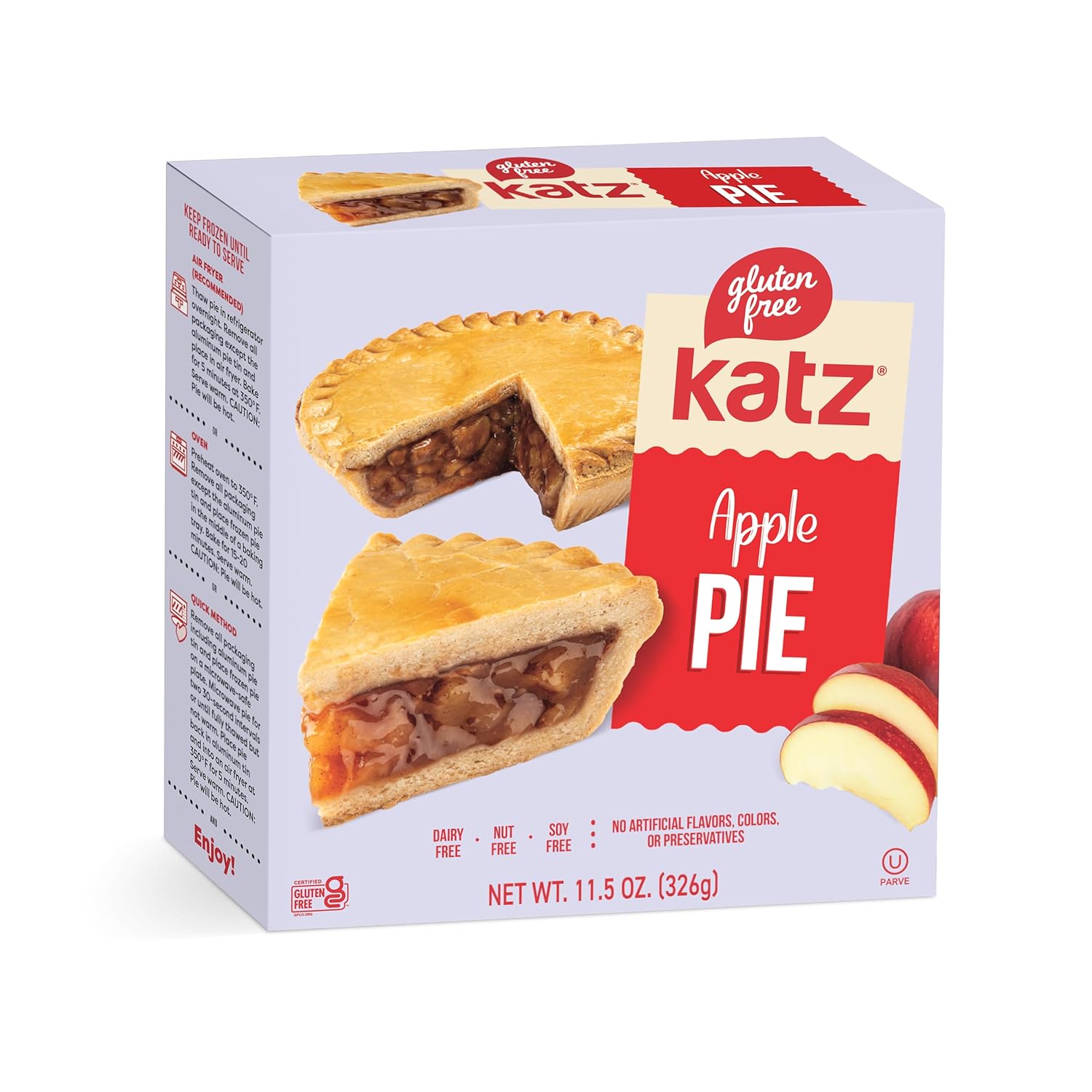 Katz Gluten Free Personal Size Apple Pie | Dairy Free, Nut Free, Soy Free, Gluten Free | Kosher (1 Pack of 1 Pie, 11.5 Ounce)