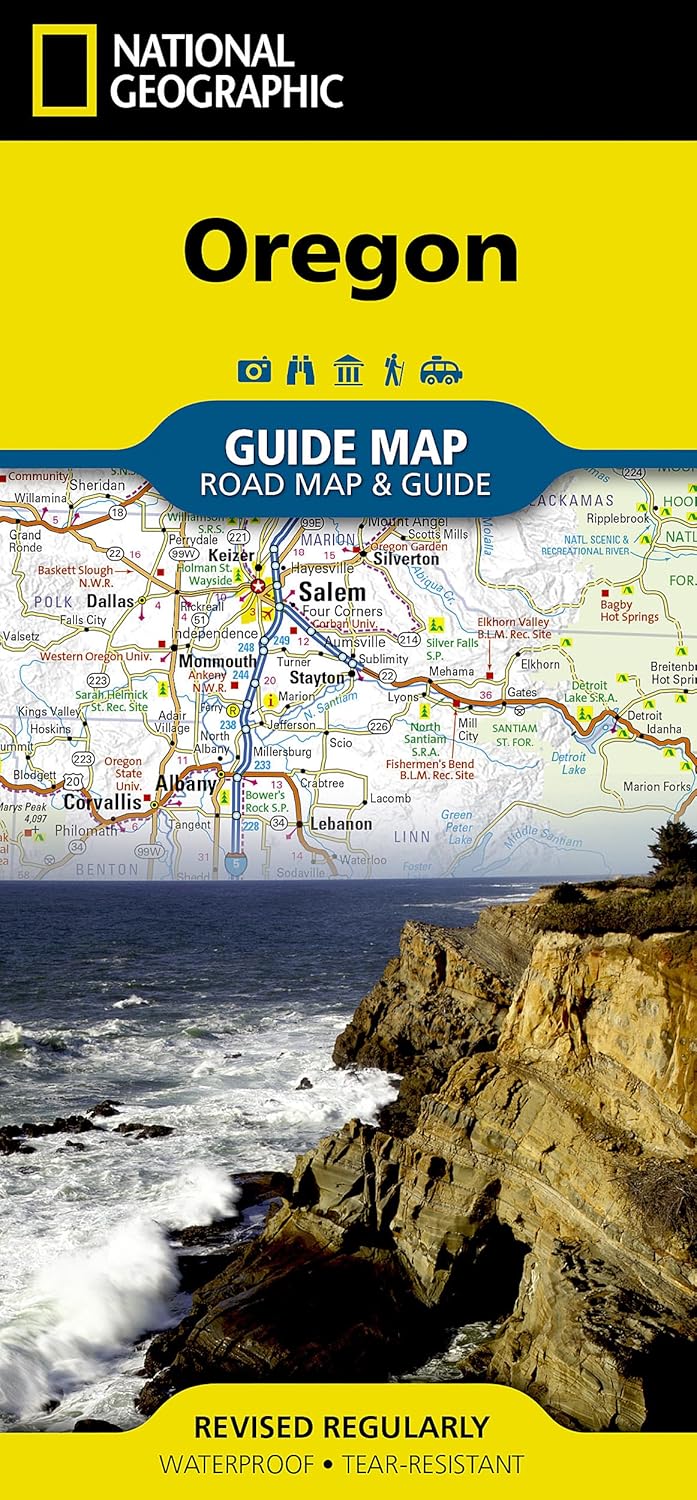 Oregon Road Map & Guide – National Geographic | Waterproof Folding Travel Map with Scenic Drives, National Parks, Cities & Outdoor Recreation: Guide Maps (National Geographic Guide Map)